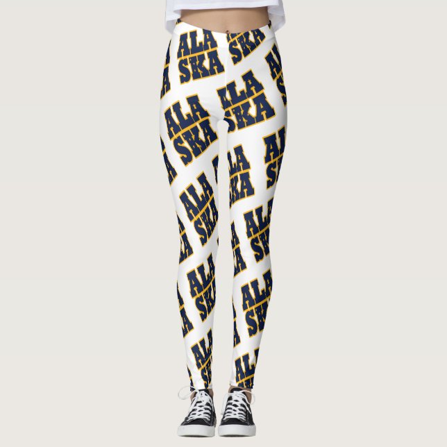 Leggings Motif de texte du drapeau de l'état de l'Alaska (Devant)