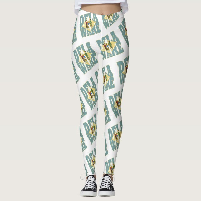 Leggings motif de texte du drapeau de l'État du Delaware (Devant)