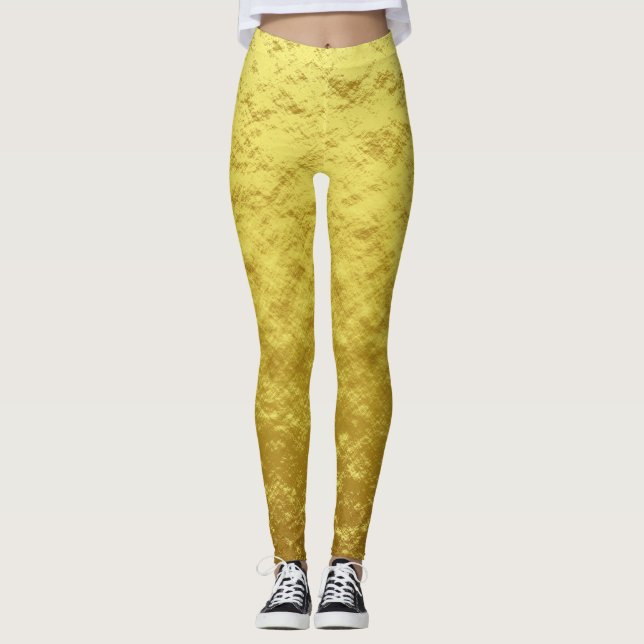 Leggings Motif de Texture d'or (Luminosité d'or luxueuse) (Devant)