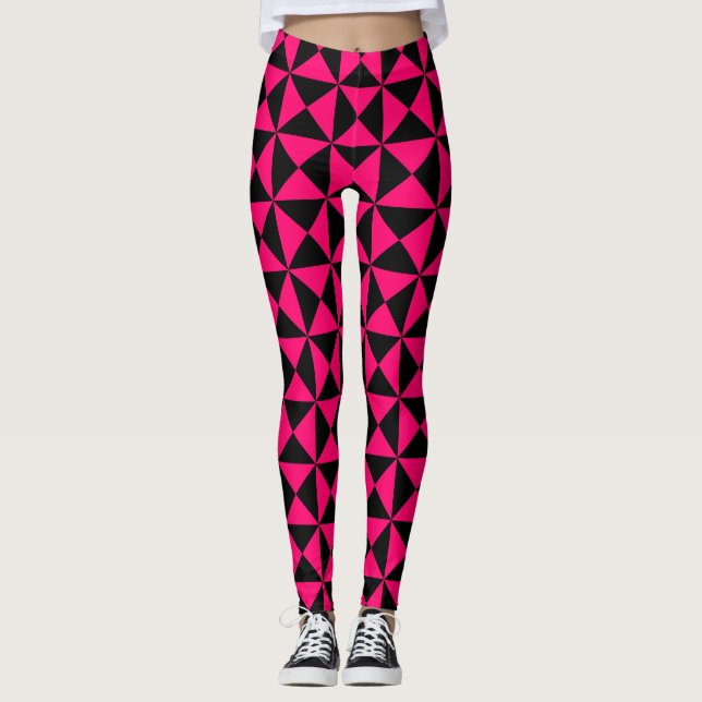 Leggings Motif de texture géométrique noir et marron (Devant)