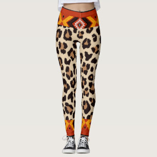 Leggings Motif de tigre Mix Beige Capri