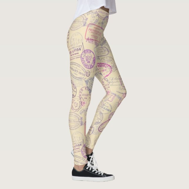 Leggings Motif de timbre de voyage de passeport (Droite)
