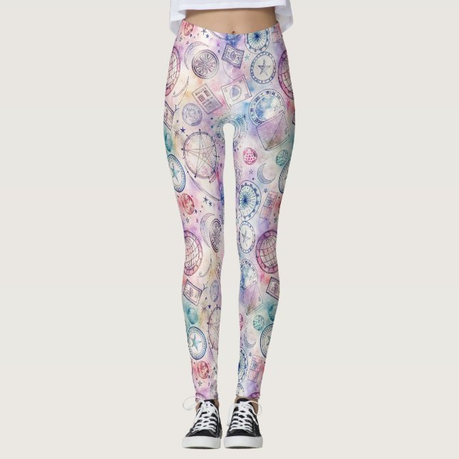 Leggings Motif de timbre de voyage vintage (4) (Devant)