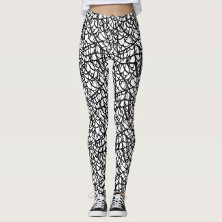Leggings Motif de toile d'araignée noire et blanche pour Ha