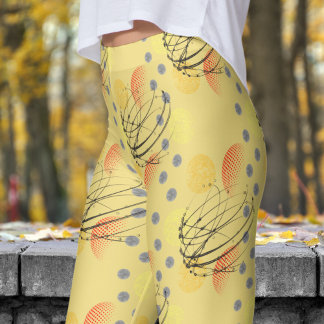Leggings Motif de tourbillon atomique jaune chic