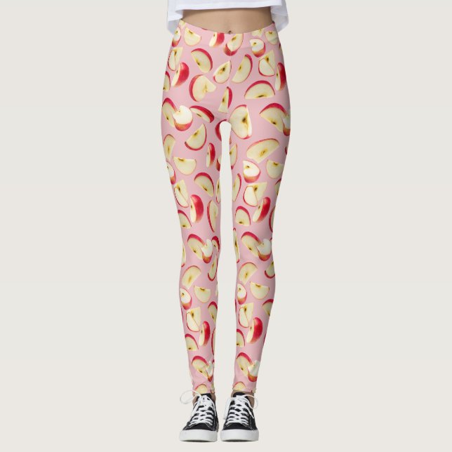 Leggings Motif de tranche de pomme rouge (Devant)