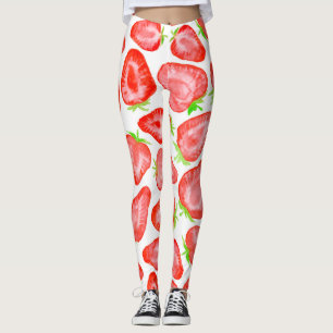Leggings Motif de tranches de fraise d'aquarelle