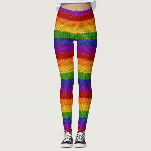 Leggings MOTIF de Tricot couleur arc-en-ciel LGBT Pride (Devant)