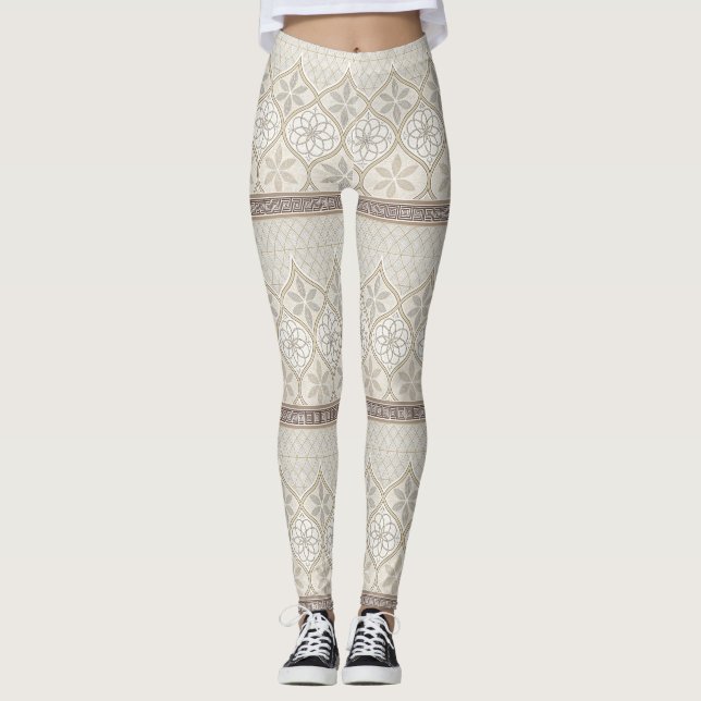 Leggings Motif de tuiles florales géométriques (2) (Devant)