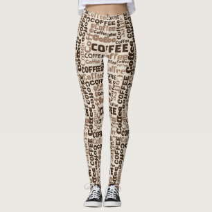 Leggings Motif de typographie de café vintage (2)