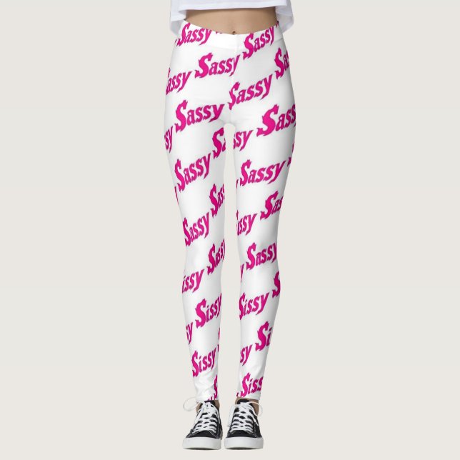 Leggings Motif de typographie rose feu Sassy (Devant)