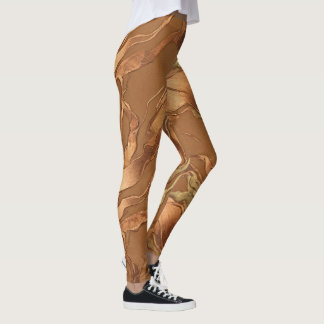 Leggings Motif de vague abstrait de fluide de cuivre métall