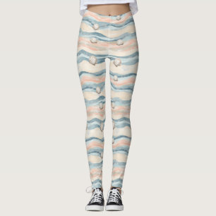 Leggings Motif de vague de coquillage nautique