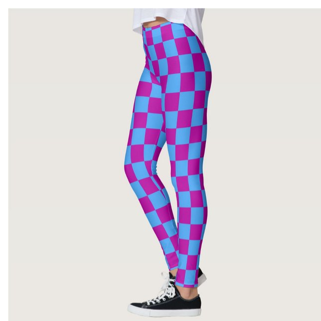 Leggings Motif de vérification À damiers bleu violet (Créateur téléchargé)