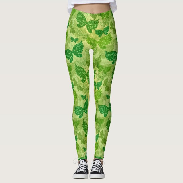 Leggings Motif de vert de ressort (Devant)
