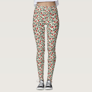 Leggings Motif de vigne fraise