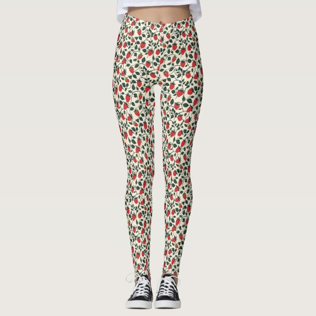 Leggings Motif de vigne fraise (Devant)