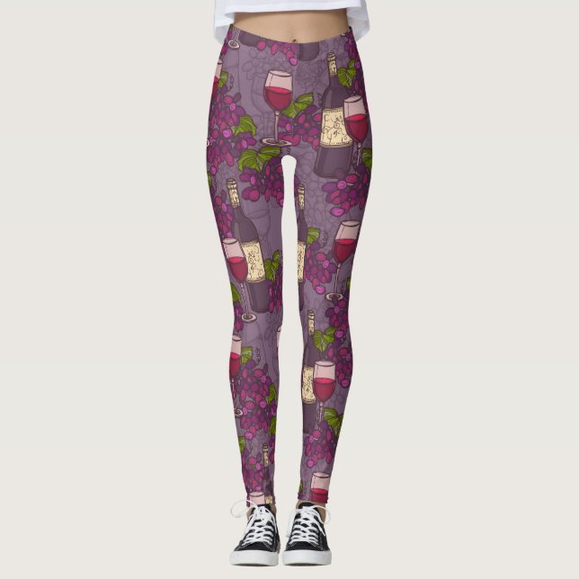 Leggings Motif de vin de raisin (Devant)