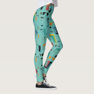 Leggings Motif de visages anciens maya tribaux abstraits 1