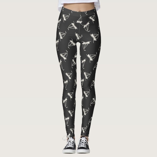 Leggings Motif de voilier de griffonnage (Devant)