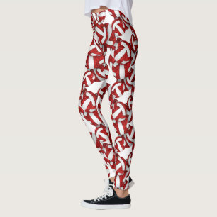 Leggings motif de volleyballs rouge blanc