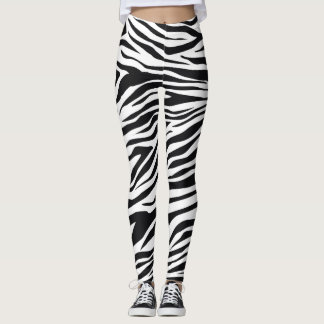 Leggings Motif de zèbre sauvage noir et blanc
