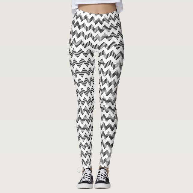 Leggings Motif de zigzag géométrique (Devant)
