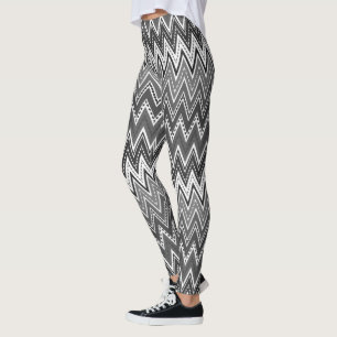 Leggings Motif de zigzag géométrique noir et blanc