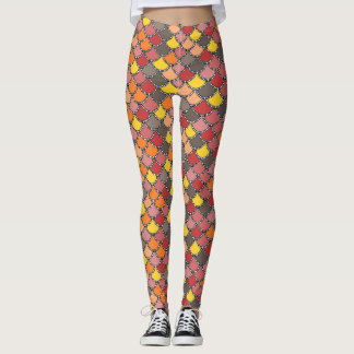 Leggings Motif d'échelles sociales rose jaune orange