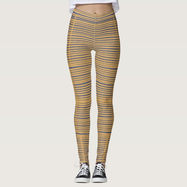 Leggings Motif décontracté en rayures beige foncé (Devant)