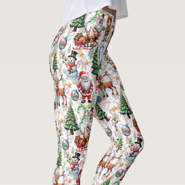 Leggings Motif décoratif de Noël sur fond blanc (Créateur téléchargé)