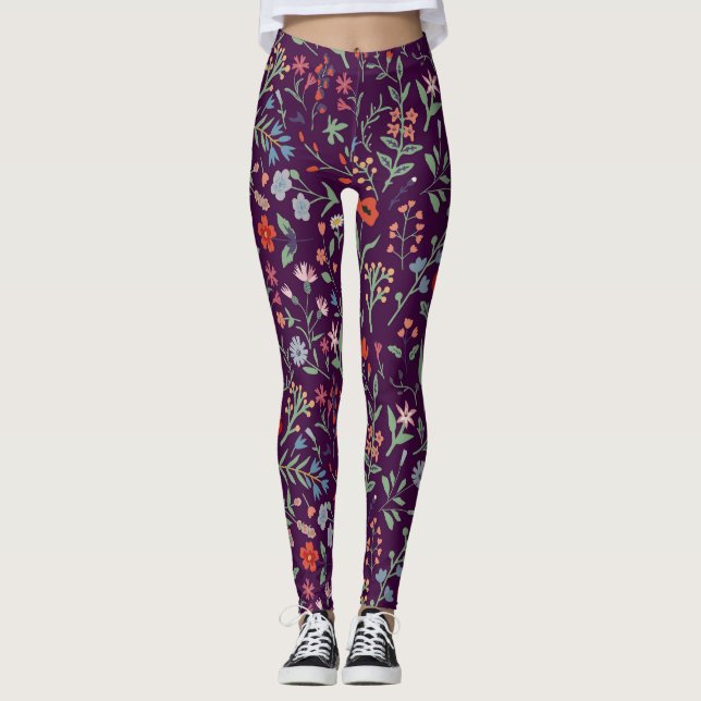 Leggings Motif décorative fleurie sans couture. (Devant)