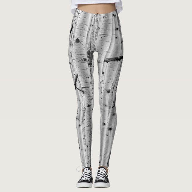 Leggings Motif d'écorce d'arbre - tremblement Aspen (Devant)