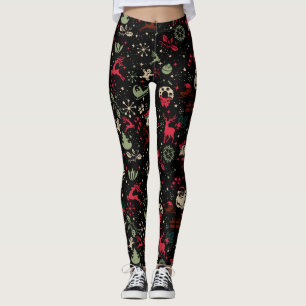 Leggings Motif d'élément de Noël vintage