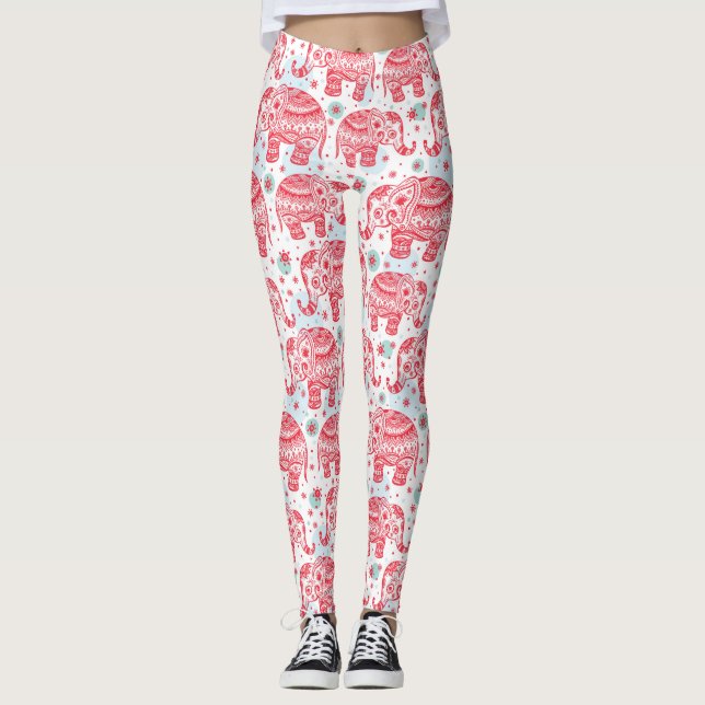 Leggings Motif d'éléphant rouge (Devant)