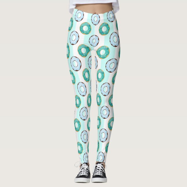Leggings Motif délicieux beignets turquoise (Devant)