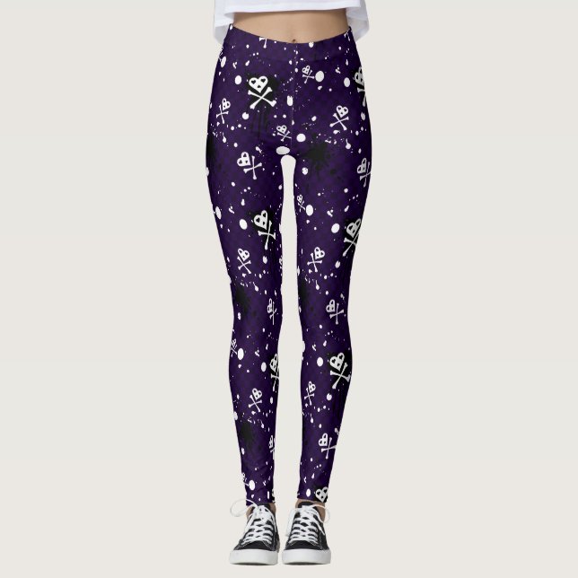 Leggings Motif d'Emo de couleur foncée avec la peinture (Devant)