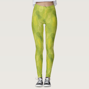 Leggings Motif d'ensemble d'ananas sur le vert