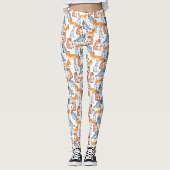 Leggings Motif des animaux de forêt mignons (Devant)