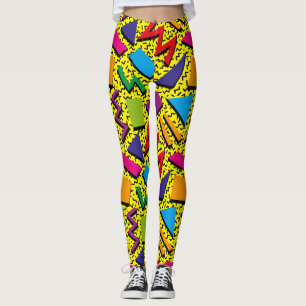 Leggings Motif des années 80 coloré jaune tendance