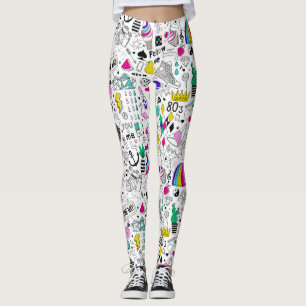 Leggings Motif des années 80 de couleur mignonne