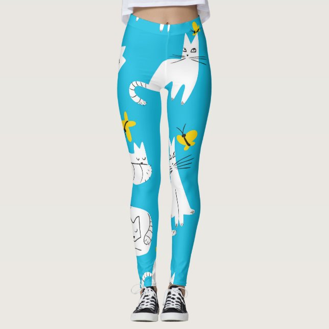 Leggings Motif des chats et papillons (Devant)