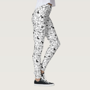 Leggings Motif des chiens noirs et blancs  Cute Canine Love