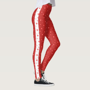 Leggings Motif des coeurs des valentines de diamants rouges