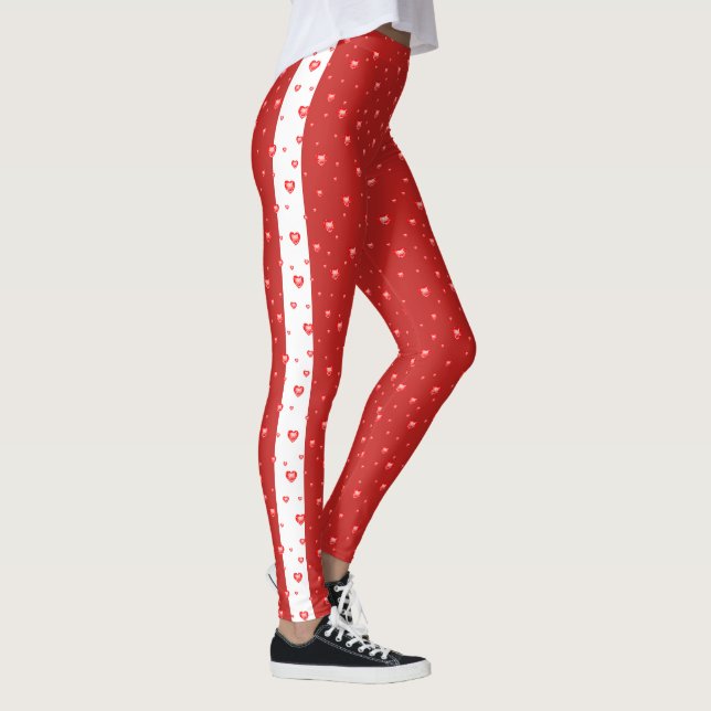 Leggings Motif des coeurs des valentines de diamants rouges (Droite)