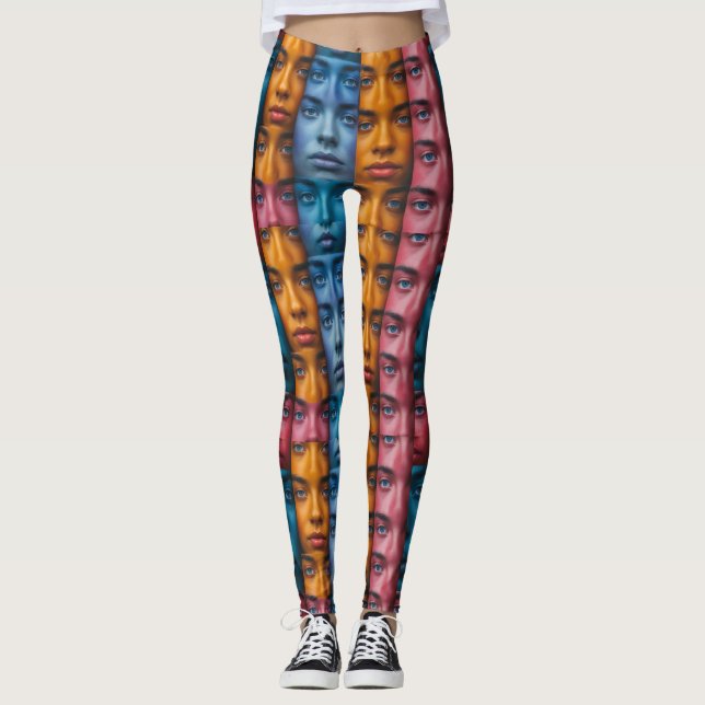 Leggings Motif des faces colorées (Devant)