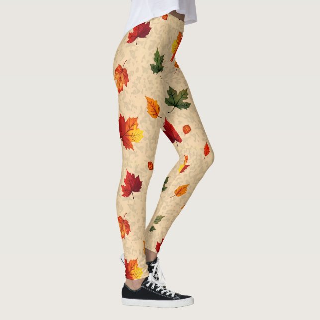 Leggings Motif des feuilles d'automne artistique (Droite)