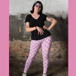 Leggings Motif des fleurs cardiaques<br><div class="desc">Coeurs faisant une formation de fleur dans un motif de couleurs sur un arrière - plan rose clair.</div>