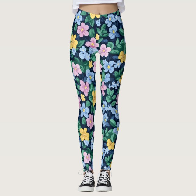 Leggings Motif des fleurs de printemps (Devant)