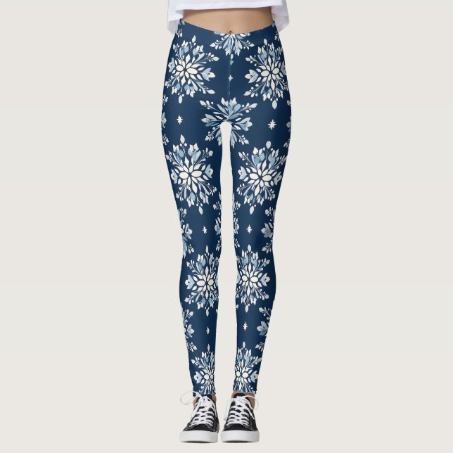 Leggings Motif des flocons bleus (Devant)